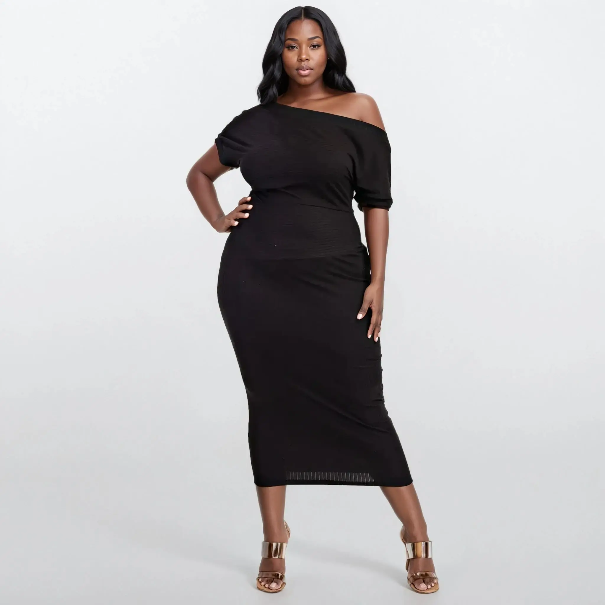 Thorough Wardrobe Elegant Plus Size Off-Shoulder Bodycon Midi Dress Stretch Ribbed Knit Black True to Size Fit Casual Soft Women's Garment Love Piece women - TikTok Shop Thorough Wardrobe Elegant Plus Size Off-Shoulder Bodycon Midi Dress Stretch Ribbed Knit Black True to Size Fit Casual Soft Women's Garment Love Piece women - TikTok Shop