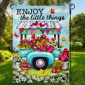 Enjoy The Little Things Welcome Garden Flag, Truck Flower Flag, Vertical Double Sided Outdoor Yard Flag, Porch Flag, Spring Summer Outdoor Decoration, Waterproof Flag