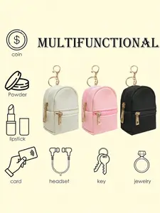 Mini Backpack Keychain, Cute PU Makeup Bag Key Chain, Small Zipper Pouch for Work Travel Commute Shopping Home, Gift for Friends Family Colleagues, Keychain Bag Pendant