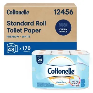 Cottonelle Professional Standard Roll Toilet Paper, Bulk (12456), Ultra CleanCare Bathroom Tissue, Clean Ripple Texture, White (48 Rolls of 170 Sheets, 8,160 Sheet Total)