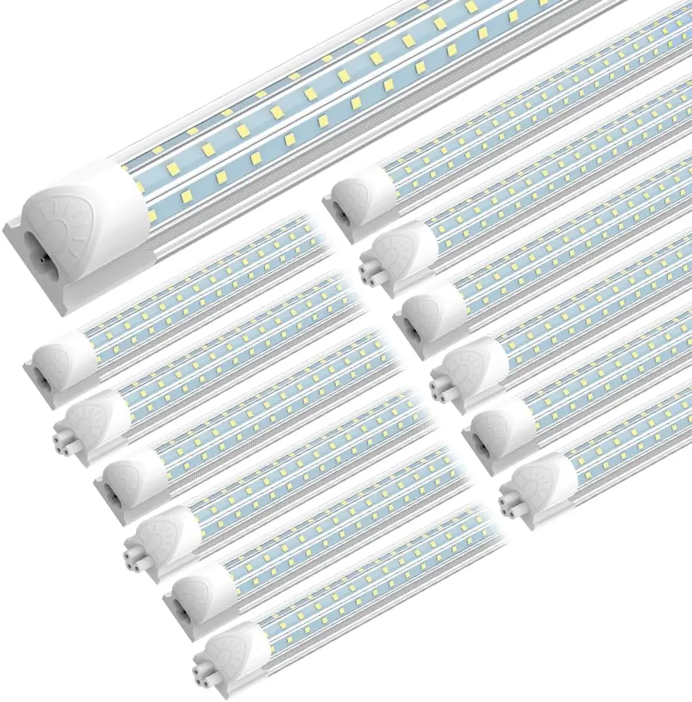 (12 Pack） LED Shop Light 4FT, 50W 7500LM 6000K Cool White, D-Shaped, Linkable LED Light Fixtures, T8 Tube Lights 4FT for Workshop Garage Basement, ETL Listed