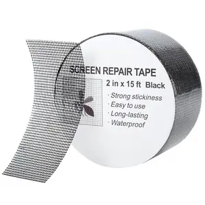 Black Window Screen Repair Tape 2 in x 15 ft (180 in) – Strong Adhesive Fiberglass Mesh Patch Kit for Window & Door Screen Repair