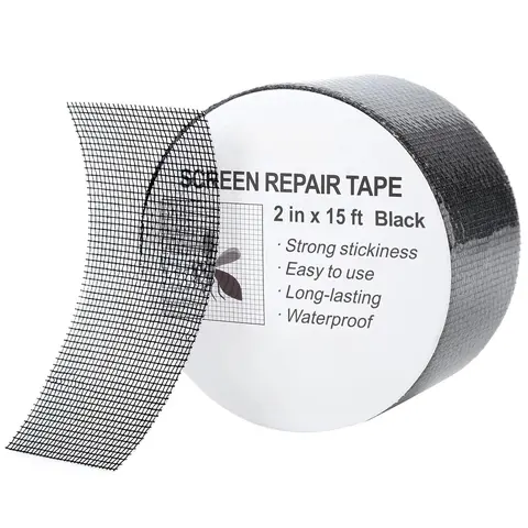 Glue-Based Window Screen Repair Tape Kit - 2 in x 15 ft Fiberglass Mesh Patch, Tool-Free Repair, Long Lasting Adhesive, All Seasons (-4°F to 158°F Use), Durable for Indoor/Outdoor, Tent & Pool Screen Tears/Holes (Clean Contact Part First)