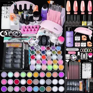 Professional Acrylic Nail Kit - Acrylic Powders, Gel Nail Polish,Base Top Coat,Nail UV/LED Lamps, Nail Tips, Decorations & Tools - Perfect for DIY Nail Art Beginners