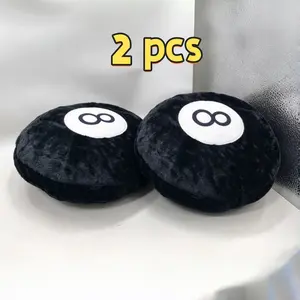 2pc Table Stuffed Billiard Soft Plush Ball, Gift Decor Pool Adult Sofa Backrest Bed Pillow, Home Cushion Simulation Cushion