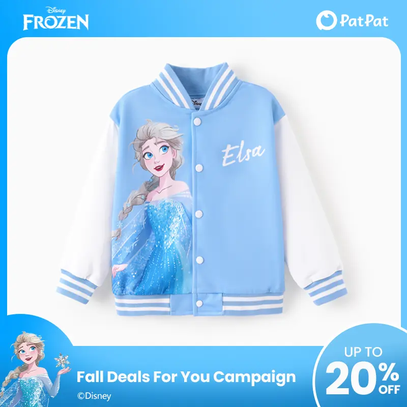 Disney Frozen Elsa Princess Graphic Girly Style Girls' Button-Up Lightweight Color Block Sweatshirt Jacket, Casual Play Tops for 2-6 Years Kids, Girly Style Girls' Jackets, Princess Graphic Girls' Jackets
