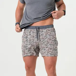 Men’s Athletic Shorts Classic Deer Camouflage Grey Polyester Lining