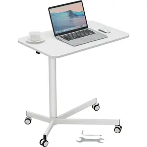 VEVOR Mobile Standing Desk,  28.5"-44.2" Gas-Spring Height Adjustable Sit-Stand Desk, 360° Swivel Wheels (2 Lockable) Portable Rolling Laptop Table Computer Cart for Home Office School, 44LBS Loading