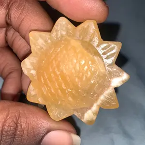 Natural Orange Calcite Crystal Sunflower