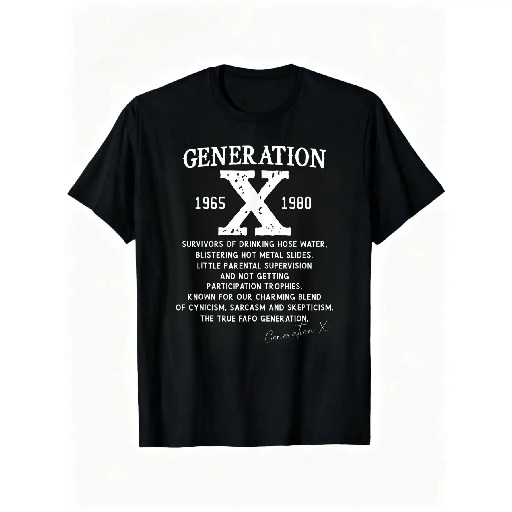 100% Cotton Unisex Proud Gen X 1965 to 1980 Vintage Generation X T-Shirt Casual Top