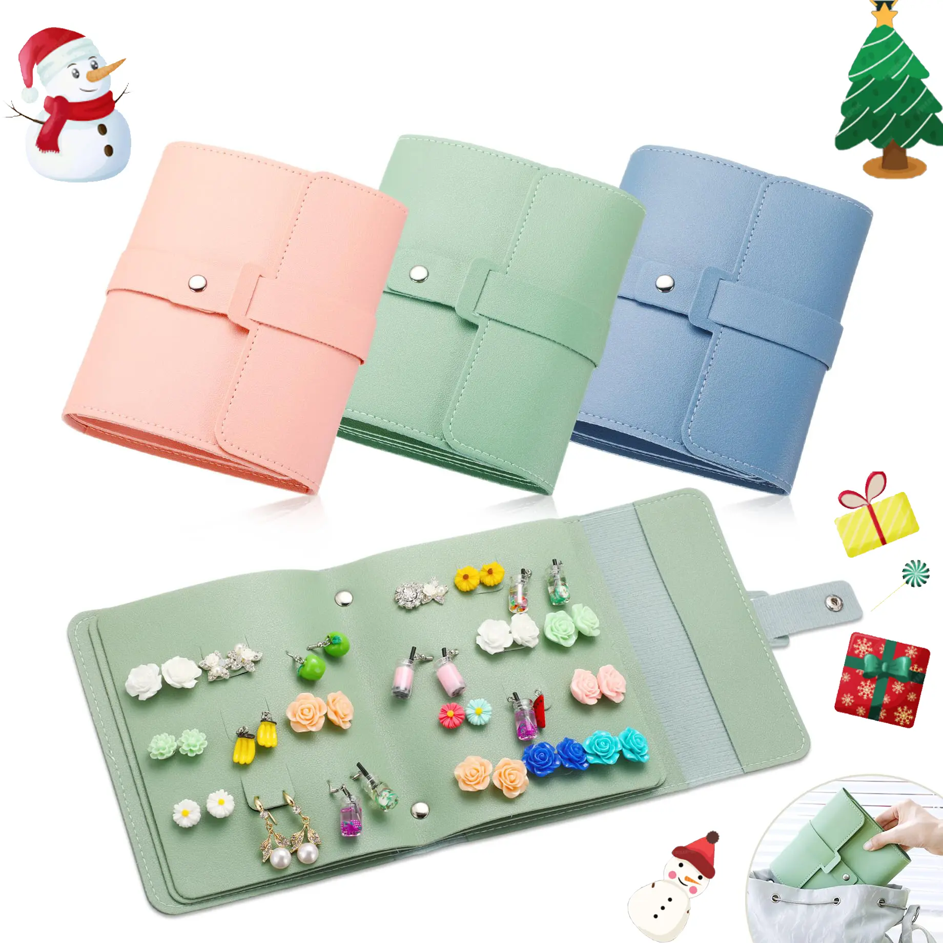 Portable Earring Storage Box, Book Design Earring Holder Organizer, Travel-Friendly, Holds 42 Pairs, Foldable Gift Earring Case, Jewelry Boxes, Christmas, Valentine's Day