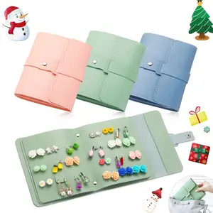 Portable Earring Storage Box, Book Design Jewelry Holder, Travel-Friendly, Holds 42 Pairs, Foldable Gift Earring Case, Jewelry Boxes, Christmas, Valentine's Day