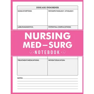 Nursing Med-Surg Notebook: Comprehensive Blank Template for Med-Surg Nursing, 130 Pages, 8.5 x 11 Inches, Perfect for Quick Facts and Study