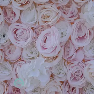 8x8FT light pink Flower Wall Backdrop  3D Fabric Wedding Decor Roll Up Curtain flower wall