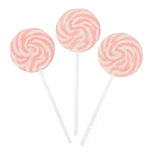 1 3/4" 14 oz. Pink & White Swirl Strawberry Lollipops - 24 Pc.