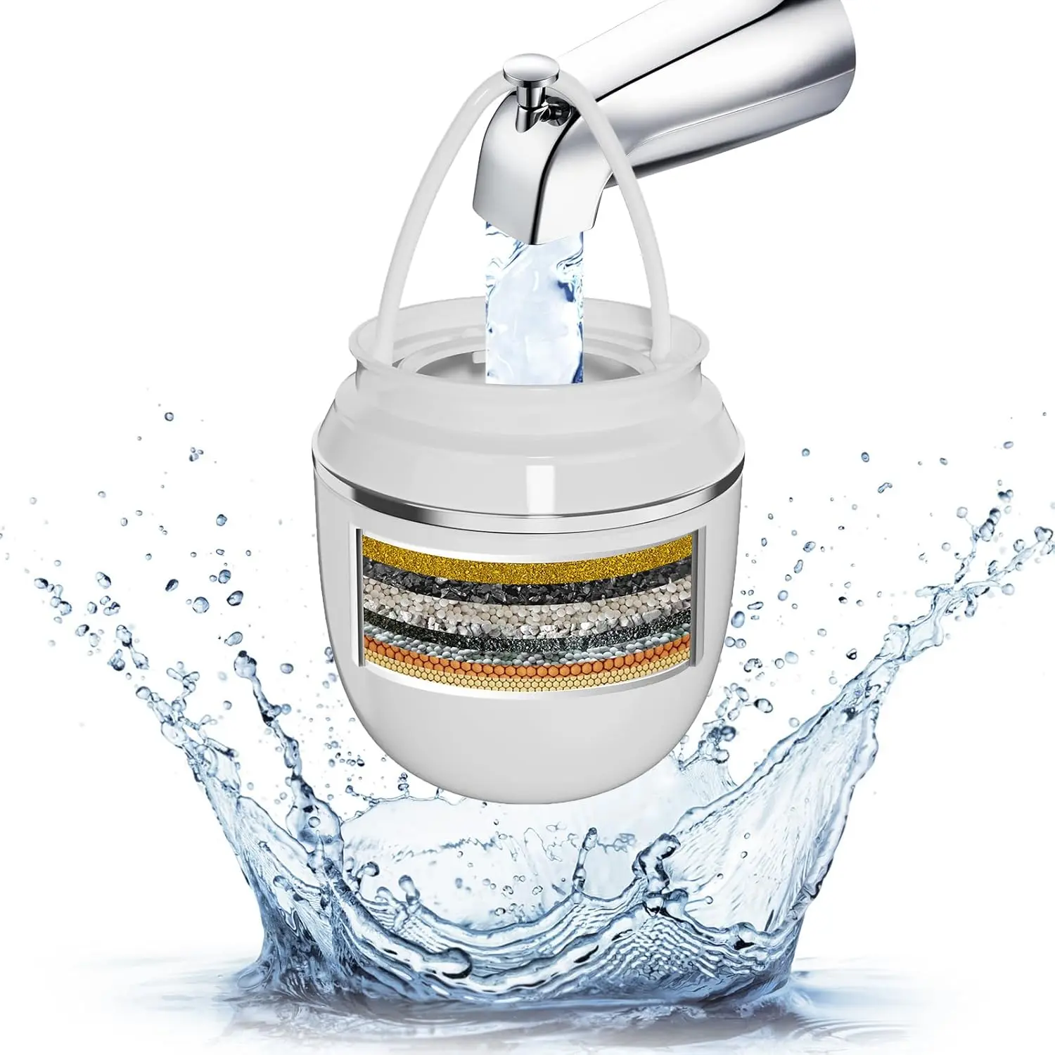 Bath Water Filter for Tub Faucet-10 Stages Bathtub Filter-2,500 Gallons of Filtration, KDF Remove contaminants, Chlorineand Fluoride, Hard Water Softener,Protects ,Hair & Nails(Deluxe Edition)
