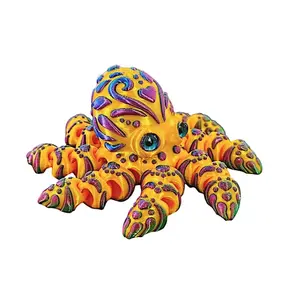 3D Printed Jointed Octopus Figurine, Flexible Joints, Eco-Friendly Material, Safe and Harmless, Desk Decor, Creative Gift, Stress Relief Toy