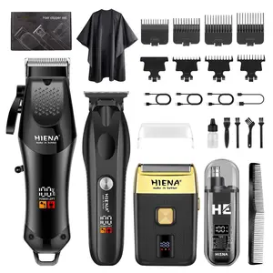 Hiena Professional Men's Hair Trimmer Clipper Set, USB Rechargeable Wireless Grooming Kit with Beard Trimmer, Portable for Barbers and Stylists