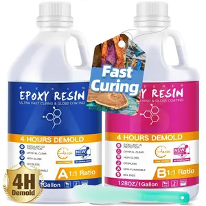 Cure Epoxy , 2Gallon 4 Hours Demold Epoxy  Kit -  Clear, Bubble-Free, Not-Yellowing, Self-Leveling for Art Resina, , Craft,  Casting & Easy Mix Epoxy Resina
