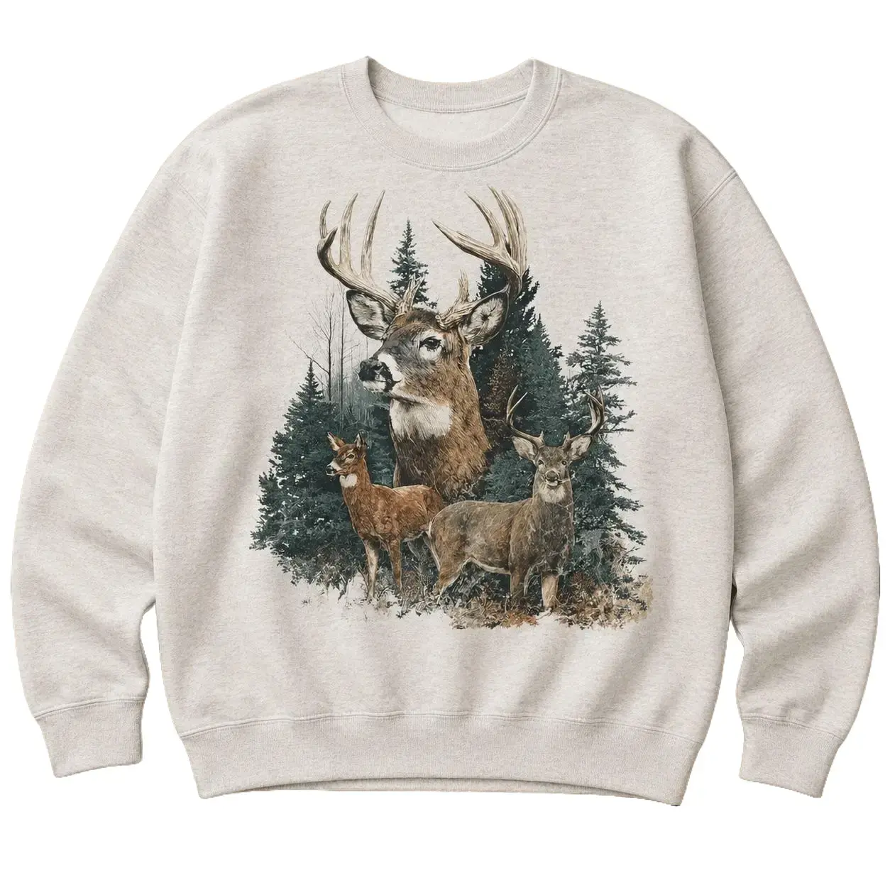 Midwest Deer Sweatshirt, Vintage-Inspired Whitetail Buck Forest Crewneck, Cozy Fall Hunting Gift