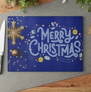 Merry Christmas Glass Cutting Board