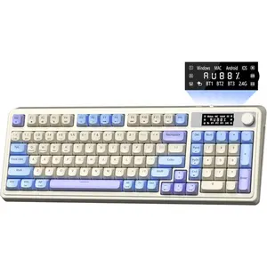 S99 Pro Gaming Keyboard, Cute Creamy Keyboard with Number Pad  Screen, Tri-Mode /2.4G/USB-C Computer Keyboards, Media Knob Custom RGB Backlit Feel for   PC Gamer - Purple