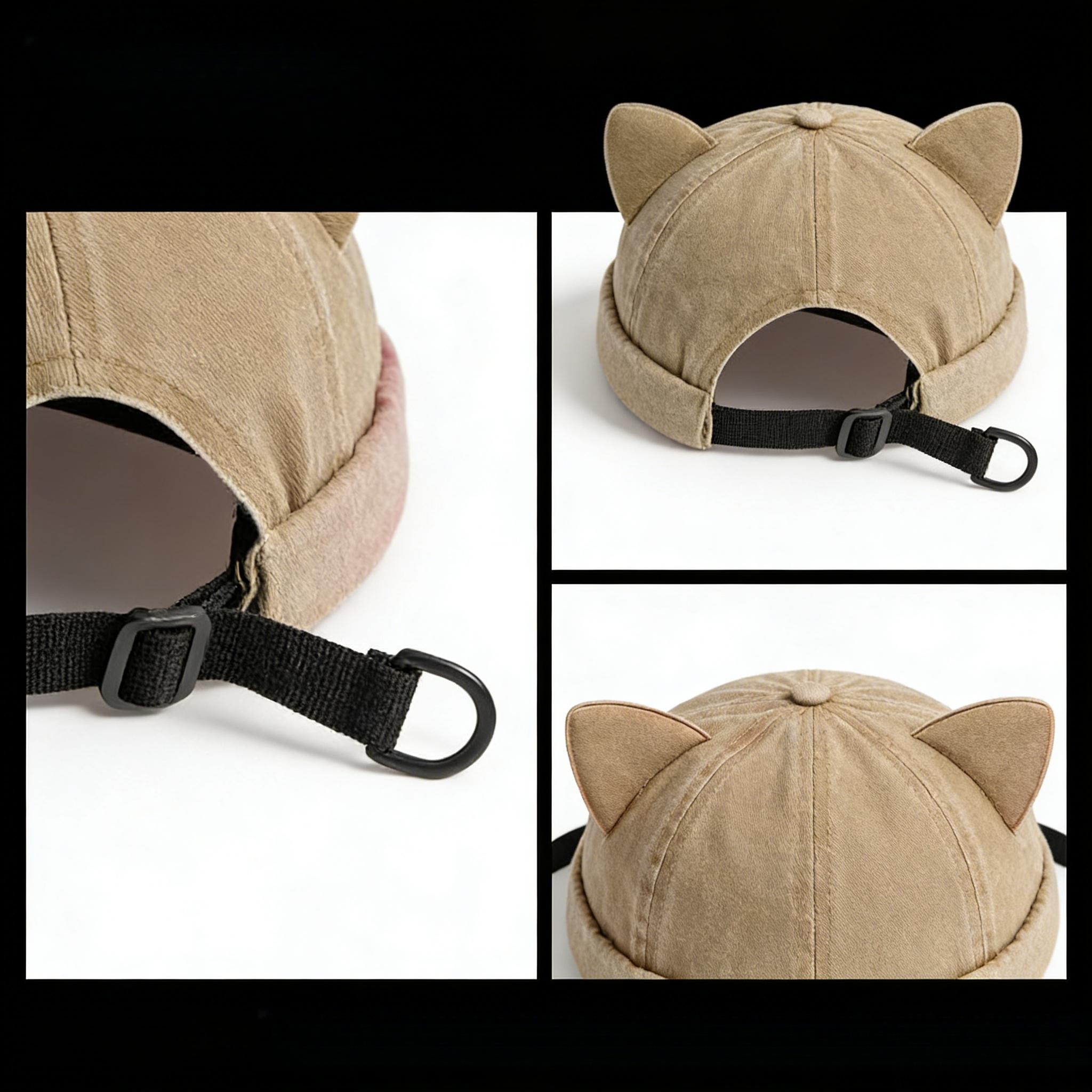 Vintage washed and distressed beanie hat, adjustable skullcap, hipster summer sun hat suitable for daily commuting