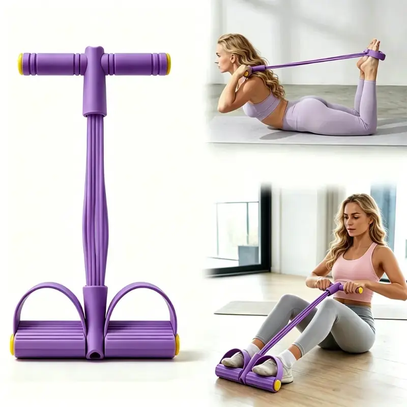 Multifunction Pedal Resistance Trainer with 4 Tubes – Stronger Resistance for Effective Training, Portable Foot Pedal Exerciser for Full-Body Home Workout, Stretching & Fitness Training