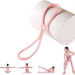 Figure 8 Resistance Silicone Tension Band with Handles for Women/Men, Fitness Band for Yoga Stretching Exercise, Stretching Gear, Suitable for Home Pilates Equipment/Gym Workout, Workout Straps