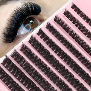 200Pcs 80D Clusters Lash Thick Fluffy Clusters Eyelashes D Curl Individual DIY At Home Lash Extensions Soft And Natural Wispy Lashes Eyelash Set Eyelash Extensions Kit