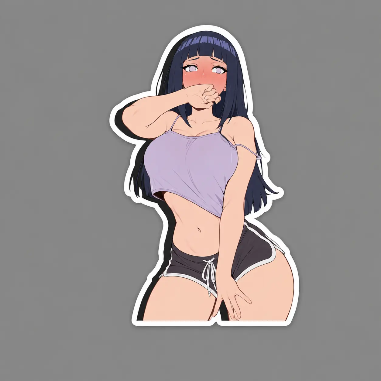 Premium Die-Cut Blushing Anime Waifu Sticker - Shy Girl Waterproof Laptop Decal