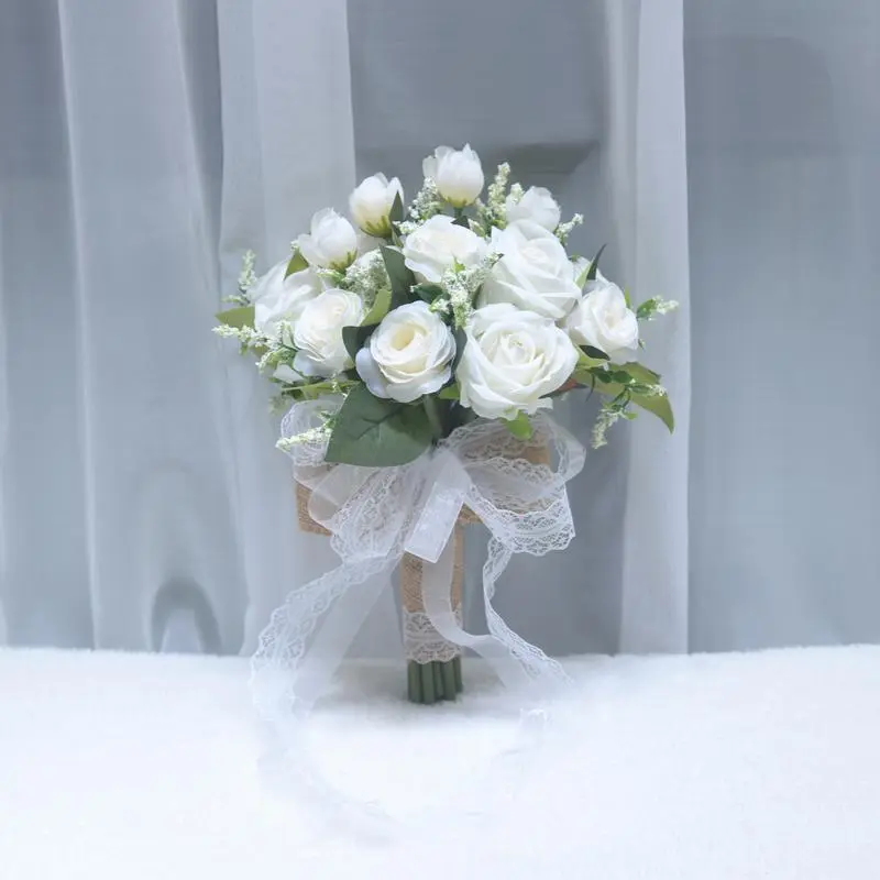 168 Artificial Flowers Western Wedding Bride Bridesmaid Handheld Bouquet Lace Ribbon Bouquet Outdoor Photography Props 168 Artificial Flowers Western Wedding Bride Bridesmaid Handheld Bouquet Lace Ribbon Bouquet Outdoor Photography Props