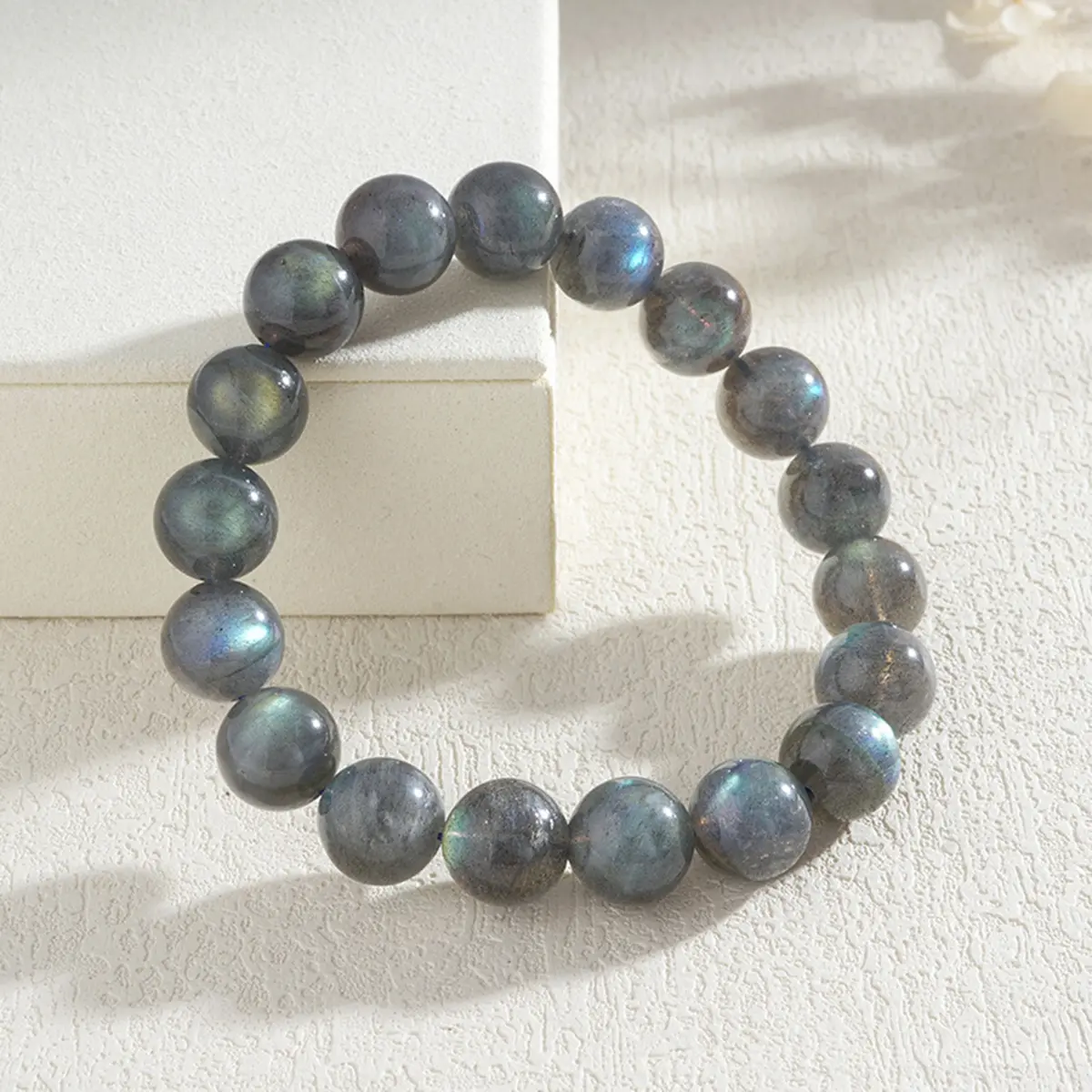 Natural Labradorite Bracelet for Women - 8mm Natural Gemstone Beads Stretch Bracelets - Healing Bracelet for Positive Energy and Inner Balance Intuitively Chosen Crystals Crystal Beaded