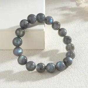 Natural Labradorite Bracelet for Women - 8mm Natural Gemstone Beads Stretch Bracelets - Healing Bracelet for Positive Energy and Inner Balance Intuitively Chosen Crystals Crystal Beaded