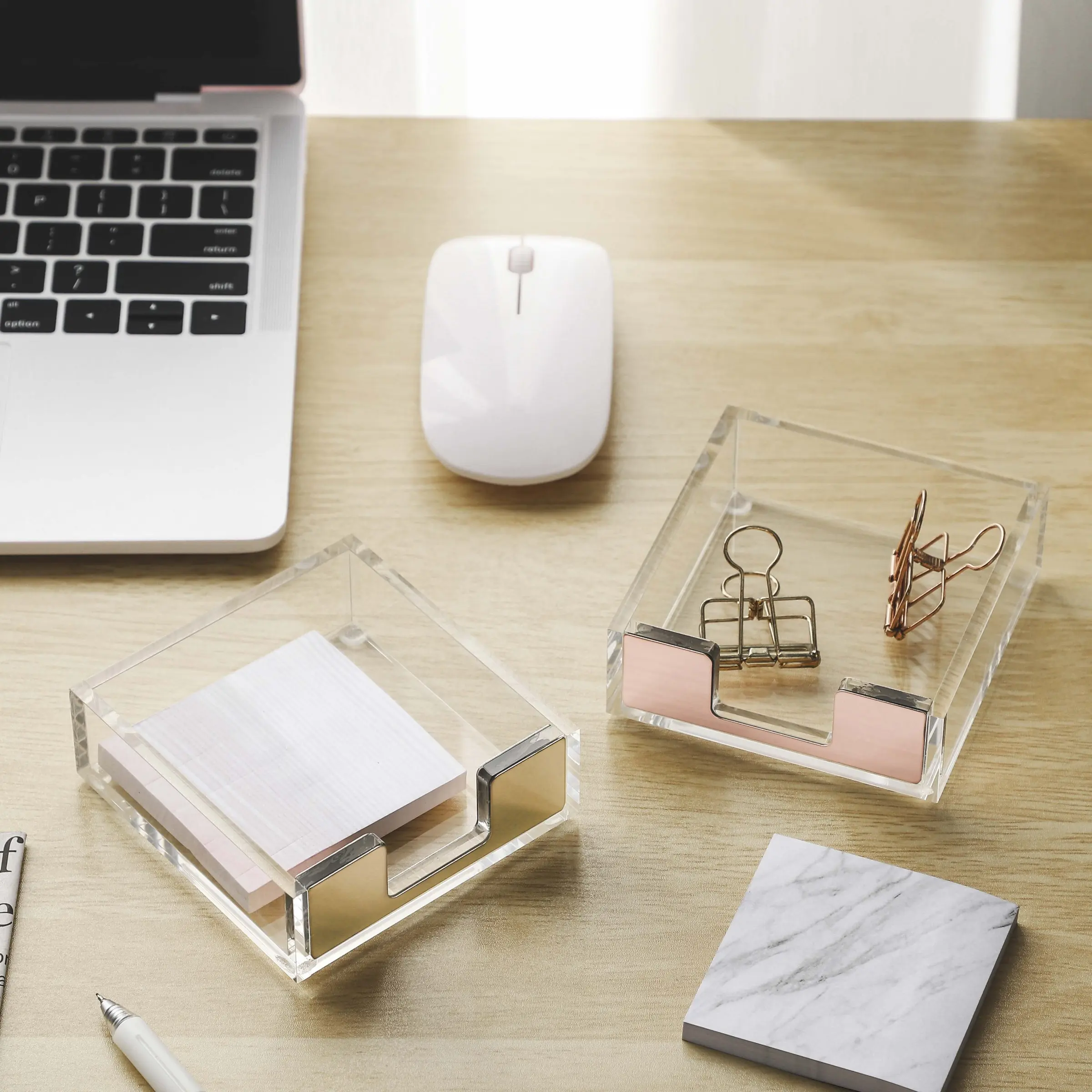 Transparent Acrylic Sticky Note Dispenser, Desktop Organizer Accessory, Office Accessories, Office Home School Use, Convenient Storage Solution