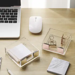 Transparent Acrylic Sticky Note Dispenser, Desktop Organizer Accessory, Office Accessories, Office Home School Use, Convenient Storage Solution