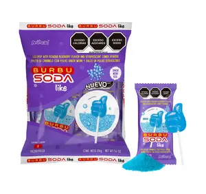 Burbu Soda Lollipop With Powder Blueberry Flavor By Anahuac 12 Pieces