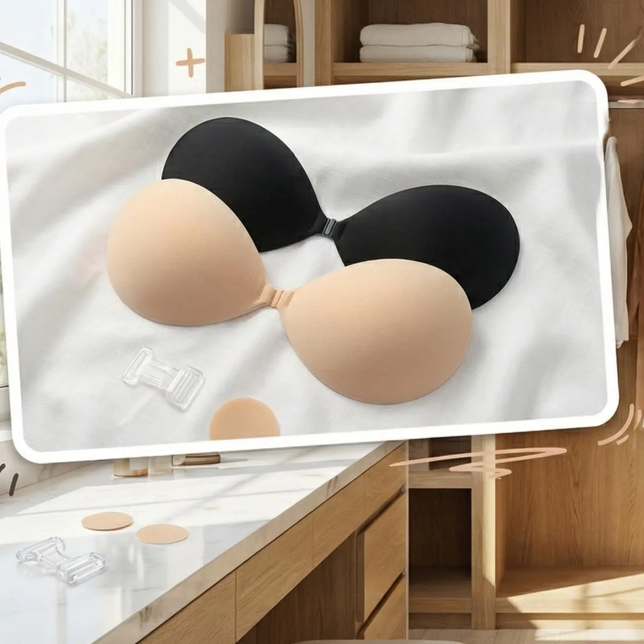 Women's solid color minimalist silicone nipple covers, invisible, reusable, waterproof, push-up nipple covers for weddings and parties