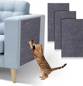 3PCS Adhesive Cat Scratcher Mat, Cat Scratching Post DIY Climbing Carpet, Trimmable Cat Scratch Furniture Protector Pad for Wall Couch