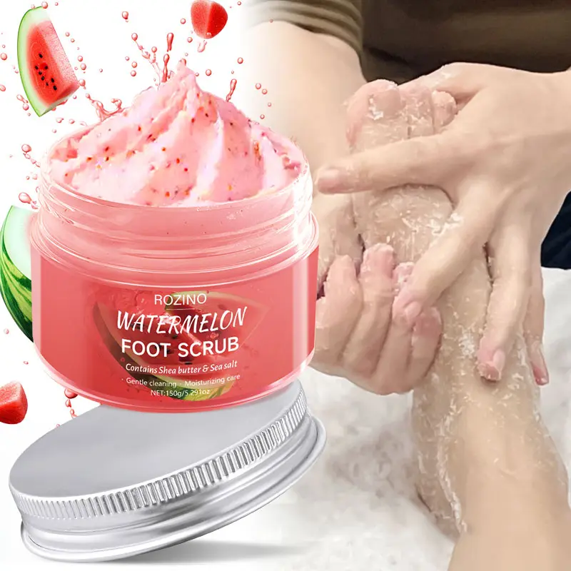 Rozino Watermelon Shea Butter Salt Exfoliating Foot Scrub 150g, Foot Care Product, Moisturizing, Soothing, Hydrating & Nourishing, Gentle Exfoliation, Suitable for Dry & Sensitive Feet