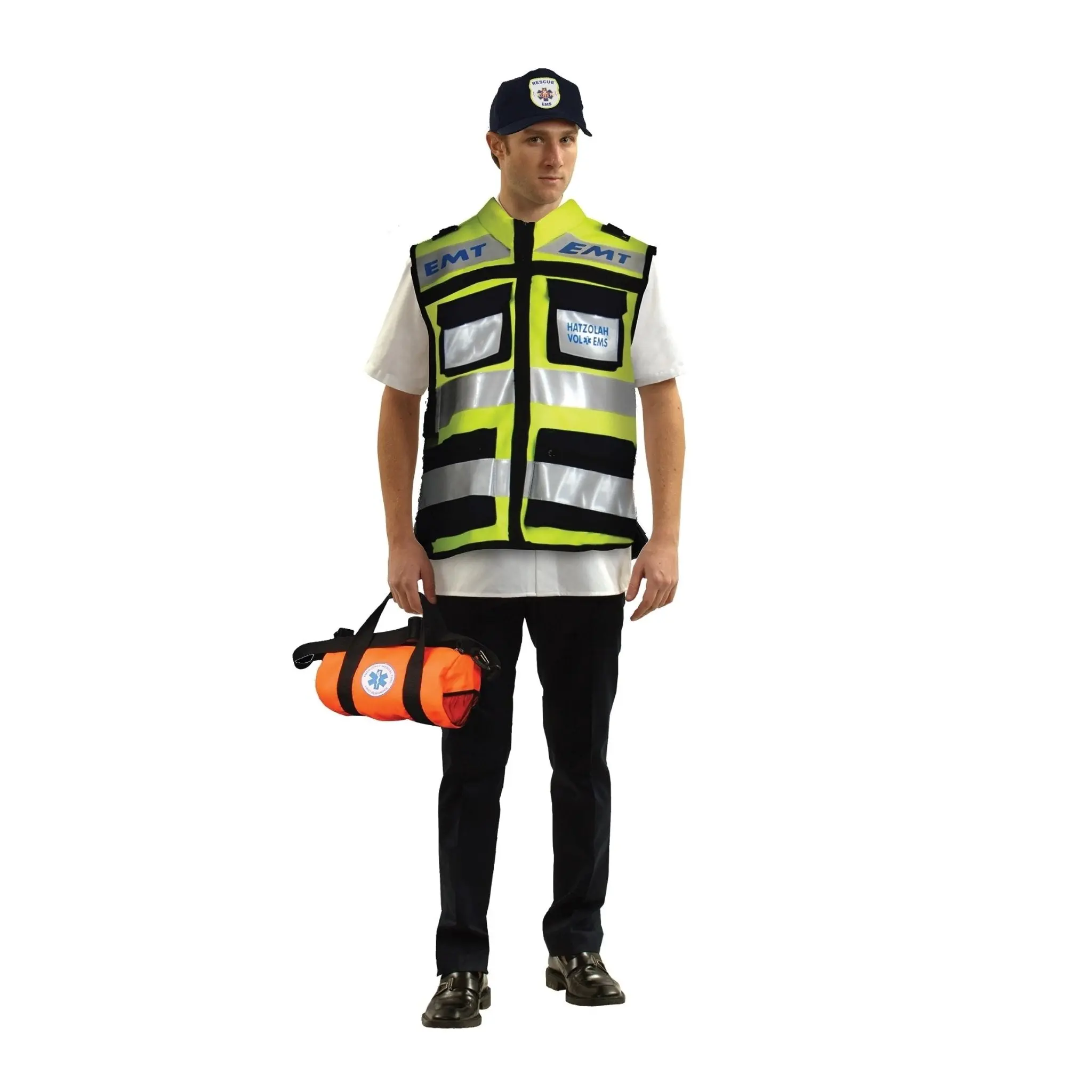 Hatzolah EMT Vest Costume For Adult - Reflective Volunteer Sleeveless Vest with Pockets - One Size Fits Most - Ideal for Role Play, Cosplay & Career Day