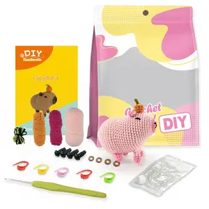 Beginner DIY Crochet Kit, Cute Capybara, Easy to Learn, Perfect for Doll Gifts, Stress Relief, Knitting Learning, Includes Video Tutorial