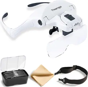 Lighted Magnifier Headset with 5 Lenses – Hands-Free Magnifying Tool for Electronics, Jewelry, Crafts, Soldering, Eyelash Extensions