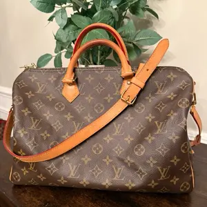 Pre-owned Louis Vuitton Canvas Shoulder Bags Monogram 2016 Speedy 35 Bandolier