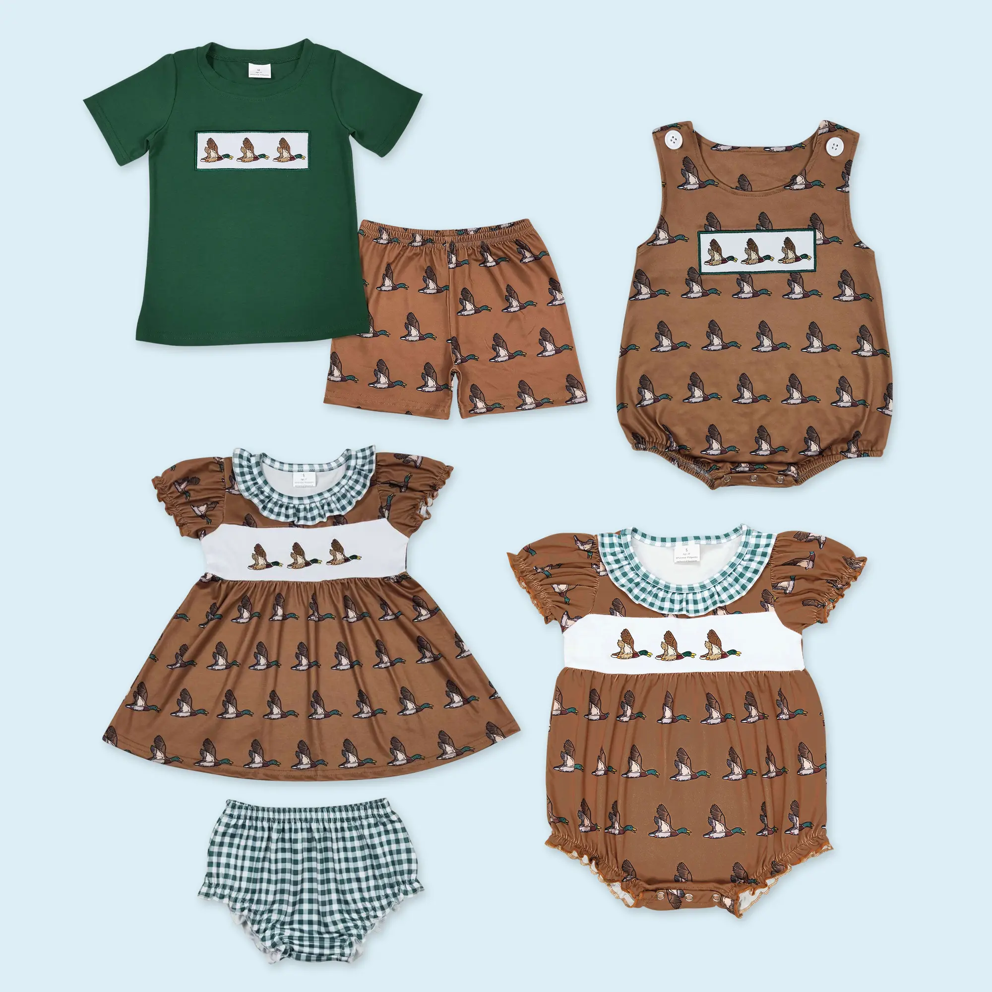 Kids boy mallard duck shirt matching shorts summer outfit