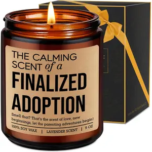 Gift Candle, Finalized Adoption Gifts, Finalization Adoption Day Gifts for Adoptive Parents, New Family - Happy Gotcha Day, Mothers Day, Congrats Presents for Newly Adopted Mom Adoptive Dad