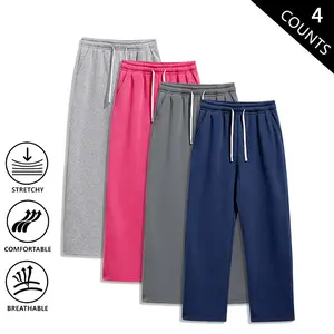 Men’s loose-fit straight-leg sweatpants, available in 4 colors, comfortable drawstring casual pants for everyday wear and streetwear