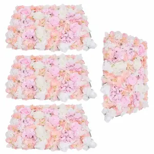 4pcs Flowers Backdrop Panels Wall Pink Flower Photography Backdrop