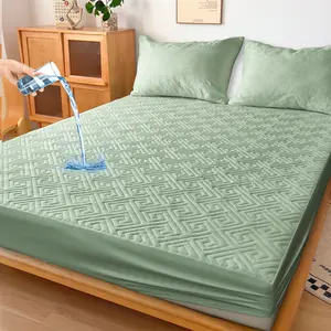 One Green Palace Style Fitted Sheet, Solid Color, Waterproof, Breathable, Soft & Wrinkle Resistant, Home Bedding for Bedroom
