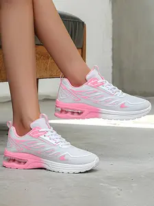 Women's Black Blue Gradient Flyknit Air Cushion Athletic Running Shoes, Breathable Mesh Shock-Absorbing Workout Sneakers for Gym, Casual & Daily Wear